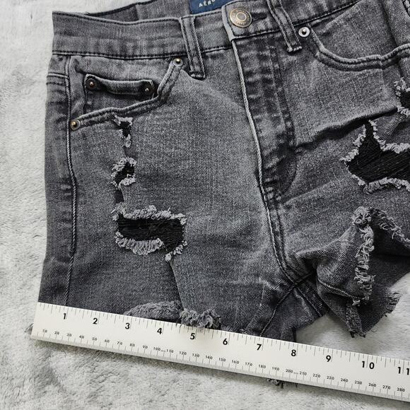 Aeropostale Shorts Womens 00 Faded Black Aero Cheeky Short Ripped Distressed - Picture 11 of 12
